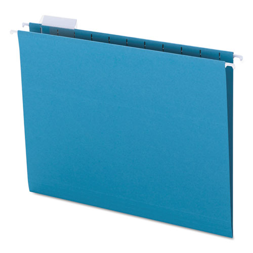 Colored Hanging File Folders, Letter Size, 1/5-Cut Tab, Teal, 25/Box