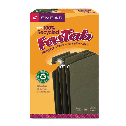 FasTab Hanging Folders, Legal Size, 1/3-Cut Tab, Standard Green, 20/Box