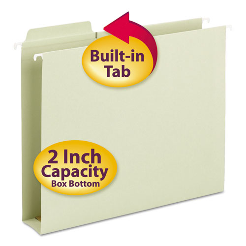 FasTab Box Bottom Hanging Folders, Letter Size, 1/3-Cut Tabs, Moss, 20/Box