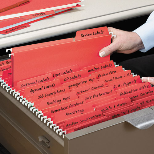 FasTab Hanging Folders, Letter Size, 1/3-Cut Tab, Red, 20/Box