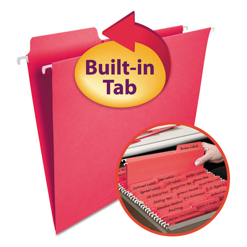 FasTab Hanging Folders, Letter Size, 1/3-Cut Tab, Red, 20/Box | by Plexsupply
