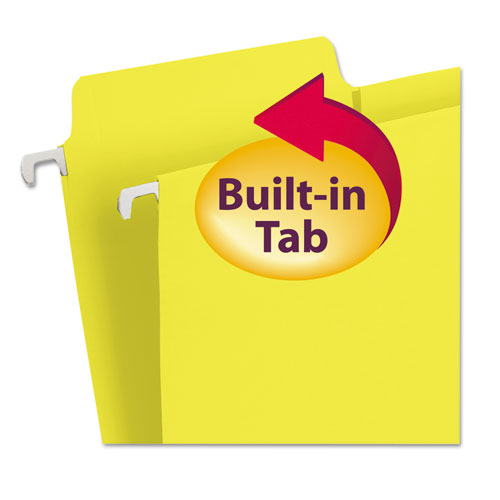 FasTab Hanging Folders, Letter Size, 1/3-Cut Tab, Yellow, 20/Box