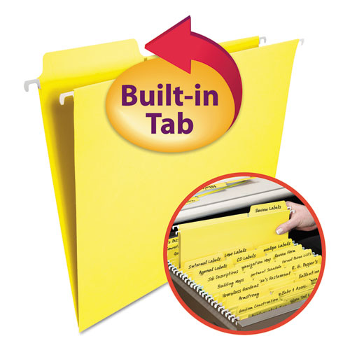 FasTab Hanging Folders, Letter Size, 1/3-Cut Tab, Yellow, 20/Box | by Plexsupply