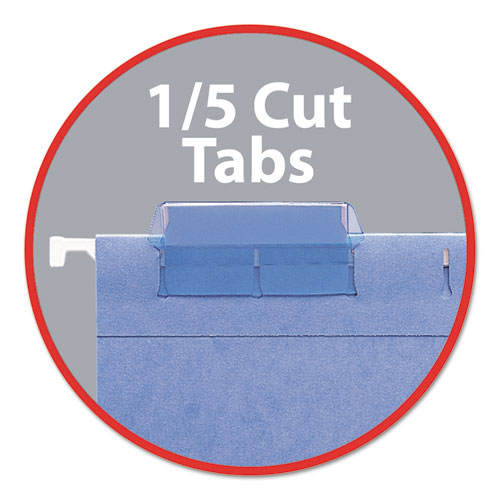 Hanging Pockets with Full-Height Gusset, Letter Size, 1/5-Cut Tab, Sky Blue, 25/Box