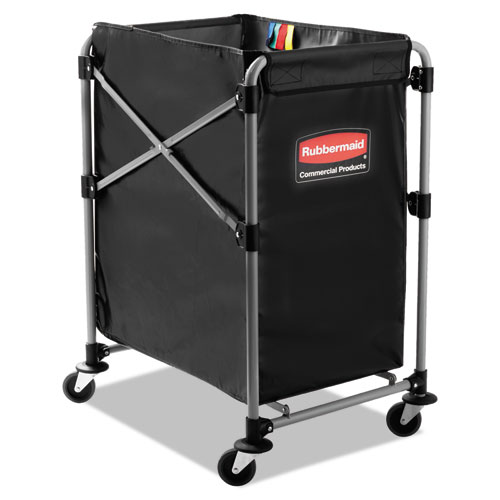 Image of One-Compartment Collapsible X-Cart, Synthetic Fabric, 4.98 cu ft Bin, 20.33" x 24.1" x 34", Black/Silver