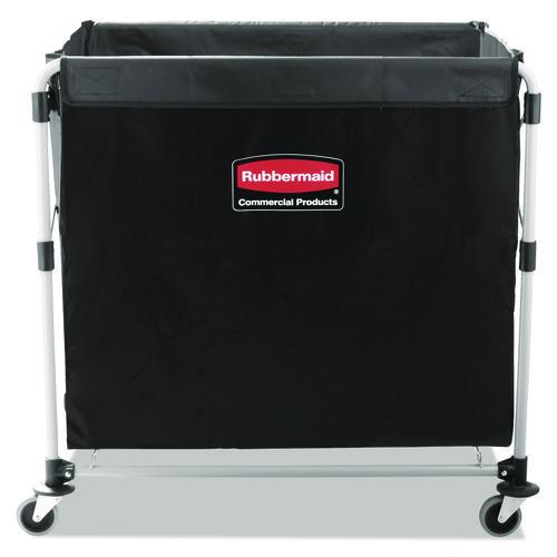 Rubbermaid® Commercial One-Compartment Collapsible X-Cart, Synthetic Fabric, 9.96 cu ft Bin, 24.1" x 35.7" x 34", Black/Silver