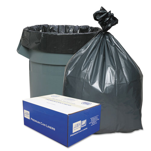 Earthsense Linear Low Density Recycled Can Liners, 60 gal, 1.65 mil, 38 x 58, Black, 100/Carton
