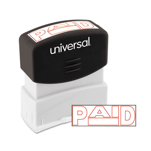 Universal® Message Stamp, Paid, Pre-Inked One-Color, Red