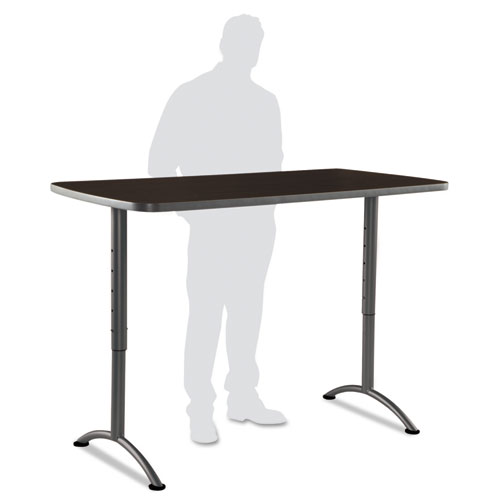 ARC Adjustable-Height Table, Rectangular, 30" x 60" x 30" to 42", Walnut/Gray