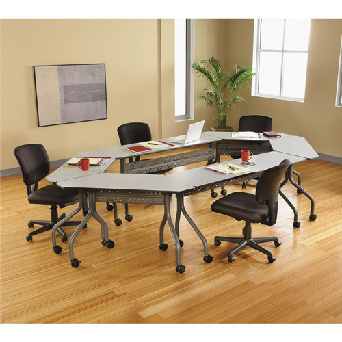 Image of Iceberg Officeworks Mobile Training Table, Rectangular, 60W X 18D X 29H, Gray/Charcoal