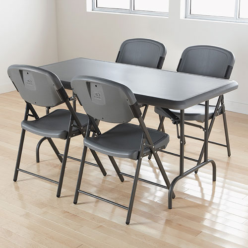 Image of Iceberg Indestructable Industrial Folding Table, Rectangular Top, 1,200 Lb Capacity, 60W X 30D X 29H, Charcoal