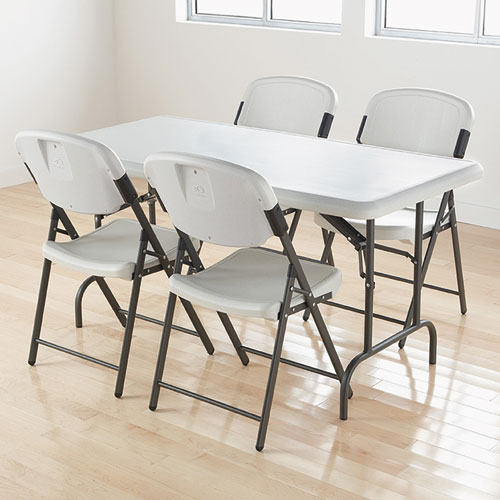 IndestrucTable Industrial Folding Table, Rectangular, 60" x 30" x 29", Platinum