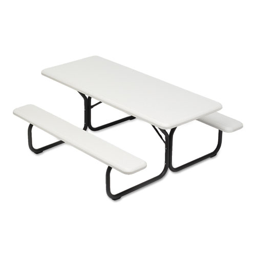 IndestrucTable Classic Picnic Table, Rectangular, 72" x 30" x 29", Platinum/Gray