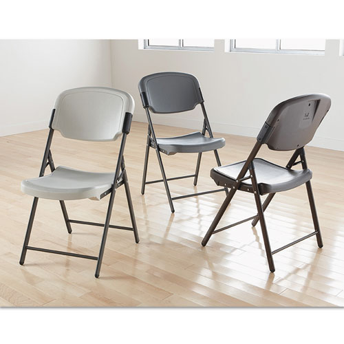 Image of Iceberg Rough N Ready Commercial Folding Chair, Supports Up To 350 Lb, 15.25" Seat Height, Platinum Seat, Platinum Back, Black Base