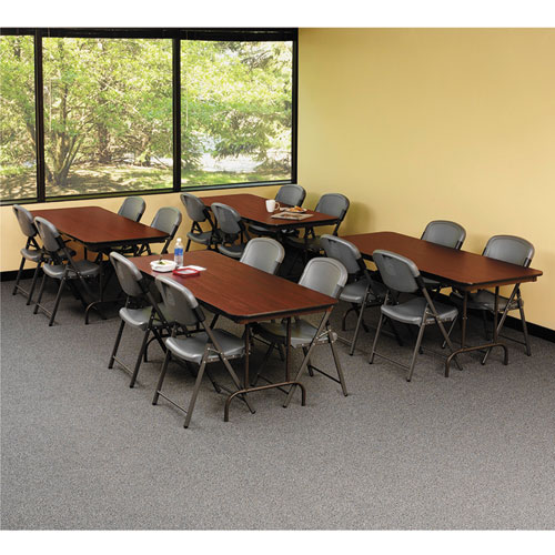 OfficeWorks Commercial Wood-Laminate Folding Table, Rectangular, 72" x 30" x 29", Mahogany