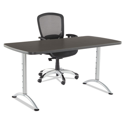 Iceberg ARC Sit-to-Stand Tables, Oval Top, 36w x 72d x 30-42h, Graphite/Silver