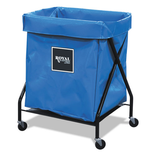 X-Frame Cart, Synthetic Fabric, 8-Bushel, 9.96 cu ft Bin, 21" x 26" x 36", Blue