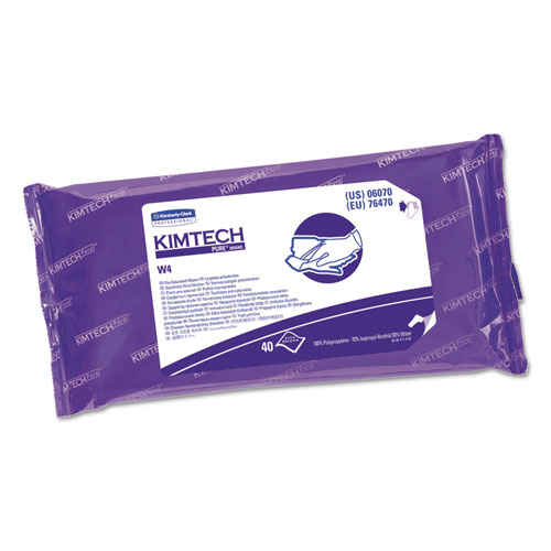 Kimtech™ W4 PreSat Alcohol Wipers, 70% IPA, 9 x 11, White, 40/Pack, 10 Packs/Carton