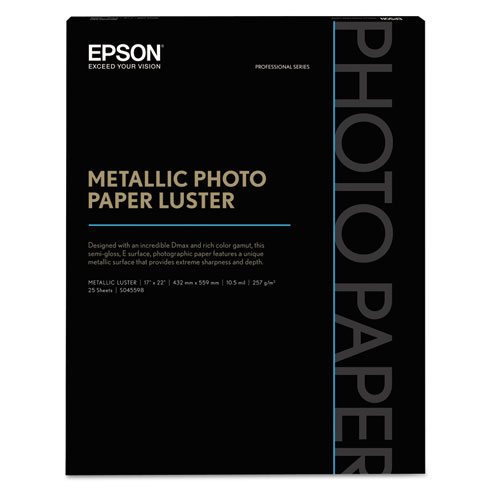 Image of Epson® Professional Media Metallic Gloss Photo Paper, 10.5 Mil, 17 X 22, White, 25/Pack