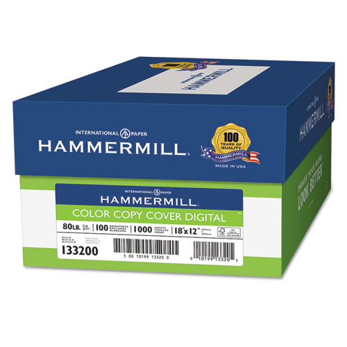 Hammermill® Copier Digital Cover Stock, 80 lbs., 18 x 12, Photo White, 1000 Sheets