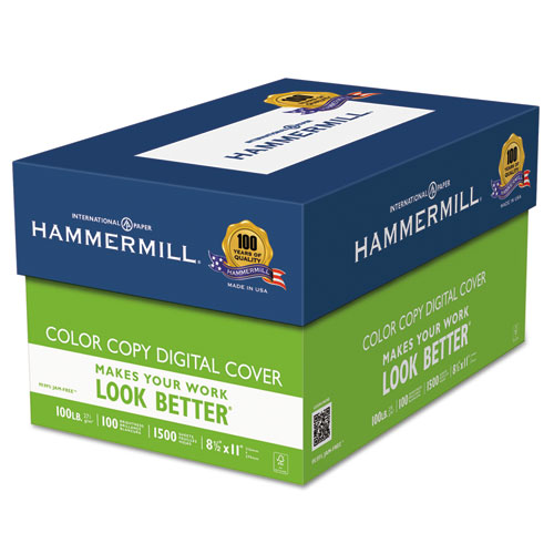 Hammermill® Copier Digital Cover Stock, 100 lbs., 8 1/2 x 11, Photo White, 1500 Sheets