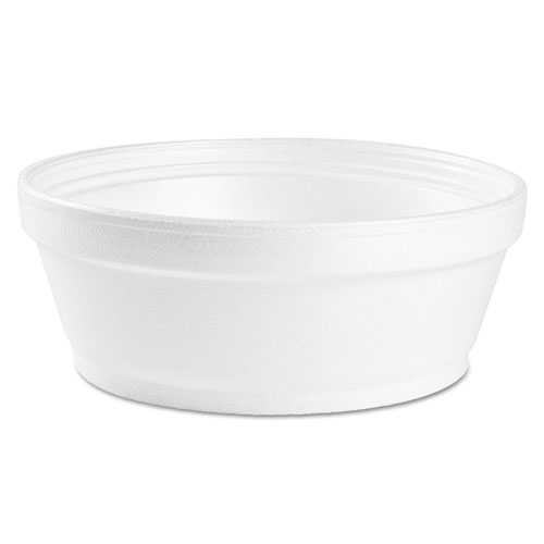 Foam Container, 8 oz, White, Squat, 500/Carton | by Plexsupply