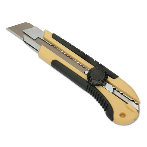 5110016215259 SKILCRAFT Heavy-Duty Utility Knife, Cushion Grip, Snap-Off Blade, 25 mm, 7" Plastic Handle, Yellow/Black