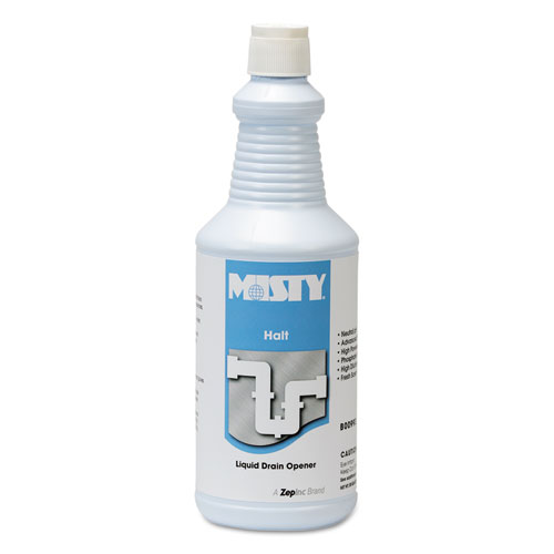 Misty® Halt Liquid Drain Opener, 32 oz Bottle, 12/Carton
