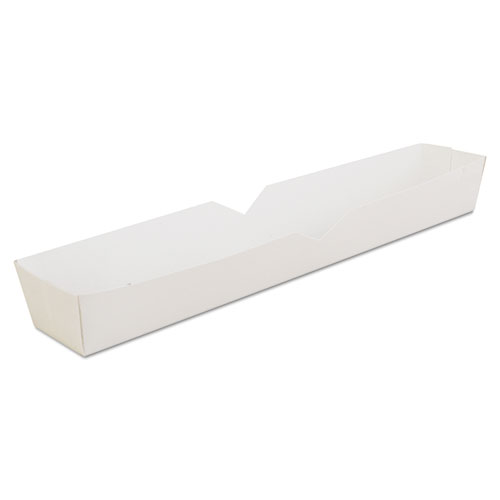 Hot Dog Tray, White, 10 1/4 x 1 1/2 x 1 1/4, Paperboard, 500/Carton | by Plexsupply