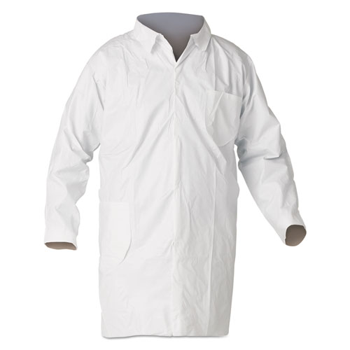 A40 Liquid And Particle Protection Lab Coats, Large, White, W/pocket, 30/carton