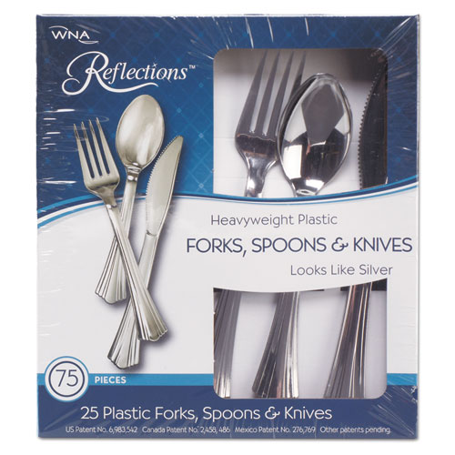 Heavyweight Plastic Cutlery Combo: Fork, Knife, Spoon; Silver, 450/carton