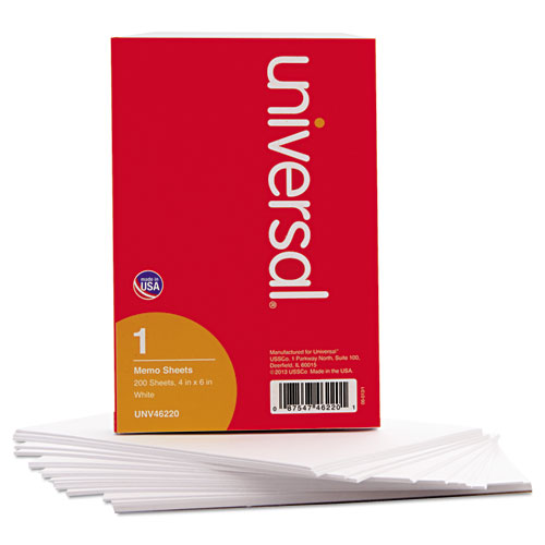 Image of Loose White Memo Sheets, 4 x 6, Unruled, Plain White, 200/Pack