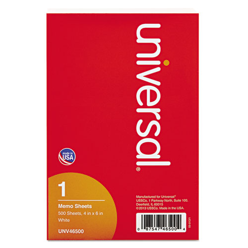 Universal® Loose Memo Sheets, 4 x6, White, 500 Sheets/Pack