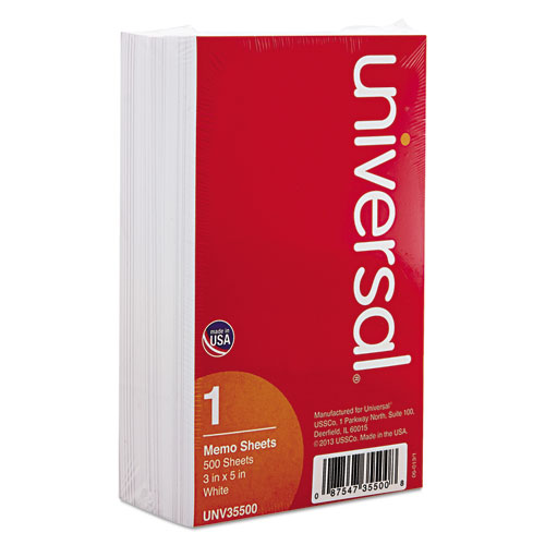 Image of Loose White Memo Sheets, 3 x 5, Unruled, Plain White, 500/Pack