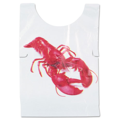 Poly Lobster Bib, Adult, White, 500/Box, 5 Boxes/Carton