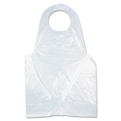 Heavyweight Poly Aprons, 28 x 46, 1 mil, One Size Fits All, White, 500/Carton