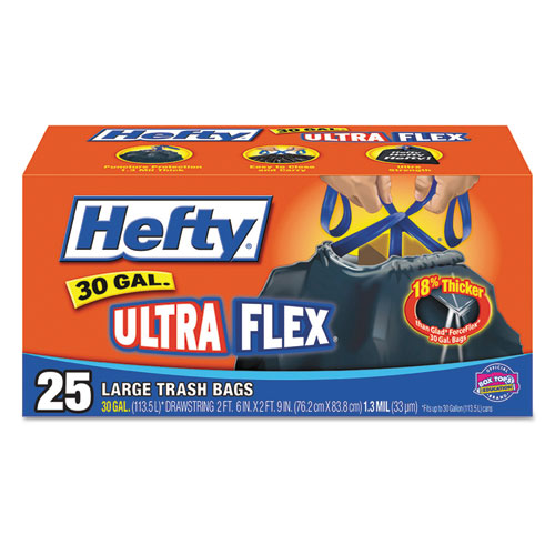 Ultra Flex Waste Bags, 30gal, 30 X 33, 1.05mil, Black, 25/box, 6 Boxes/carton