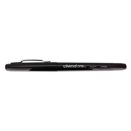 Stick Porous Point Pen, Medium 0.7mm, Black Ink/Barrel, Dozen | by Plexsupply