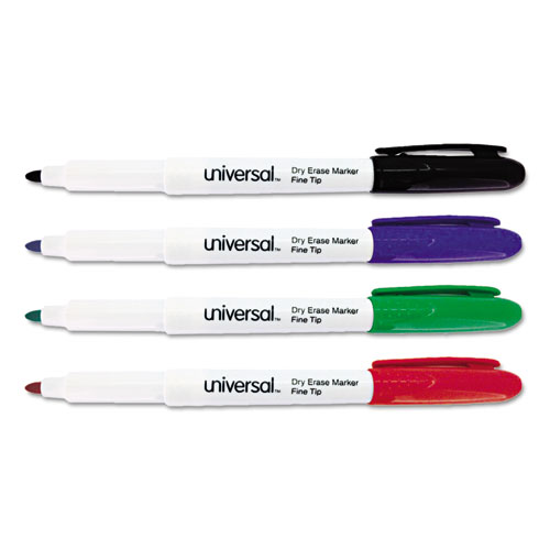 Universal™ Pen Style Dry Erase Marker, Fine/Bullet Tip, Black, Dozen