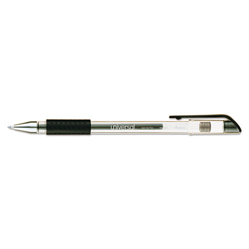 Comfort Grip Stick Gel Pen, Medium 0.7mm, Black Ink, Clear Barrel, Dozen