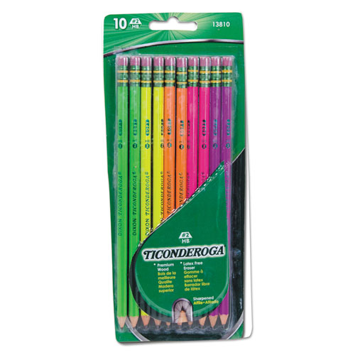 Image of Pre-Sharpened Pencil, HB (#2), Black Lead, Assorted Barrel Colors, 10/Pack