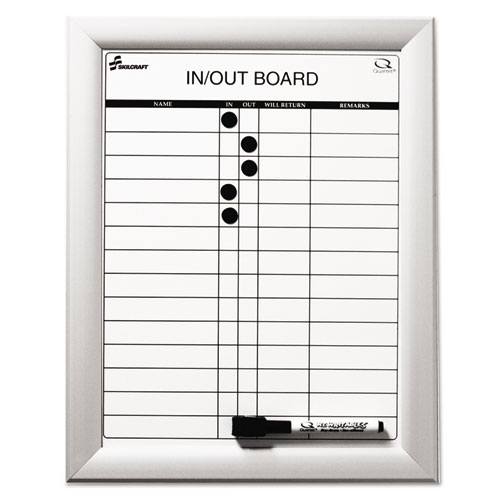 7520014845261 SKILCRAFT Quartet Magnetic In/Out Board, 11 x 14, Aluminum Frame
