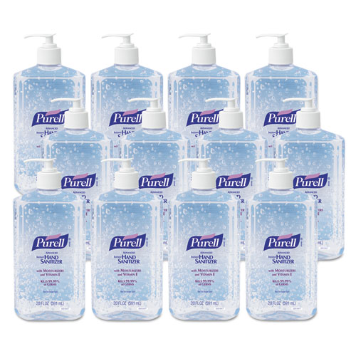 Image of Advanced Refreshing Gel Hand Sanitizer, 20 oz Pump Bottle, Clean Scent, 12/Carton