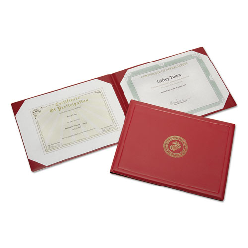 7510010561927 SKILCRAFT Award Certificate Binder, 8 1/2 x 11, Marine Corps Seal, Red/Gold
