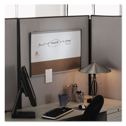 Image of Quartet® Arc Frame Cubicle Dry Erase/Cork Board, 30 X 18, Tan/White Surface, Silver Aluminum Frame