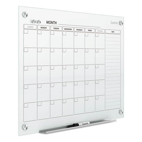 Infinity Magnetic Glass Calendar Board, One Month, 48 x 36, White Surface