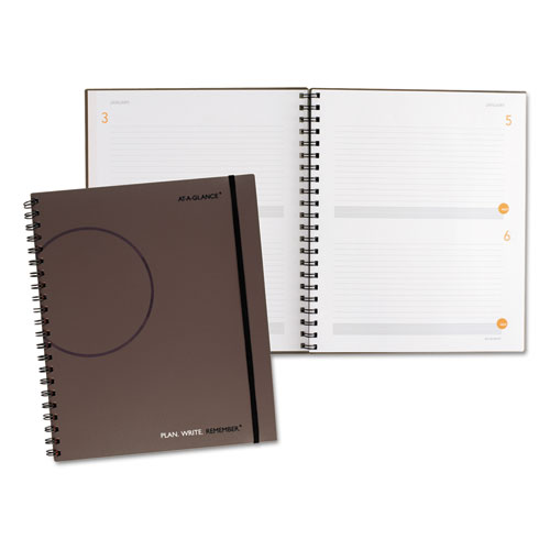 Plan. Write. Remember. Planning Notebook Two Days Per Page, 11 x 8 3/8, Gray | by Plexsupply