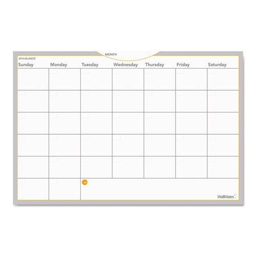 AT-A-GLANCE® WallMates Self-Adhesive Dry Erase Monthly Planning Surfaces, 36 x 24, White/Gray/Orange Sheets, Undated