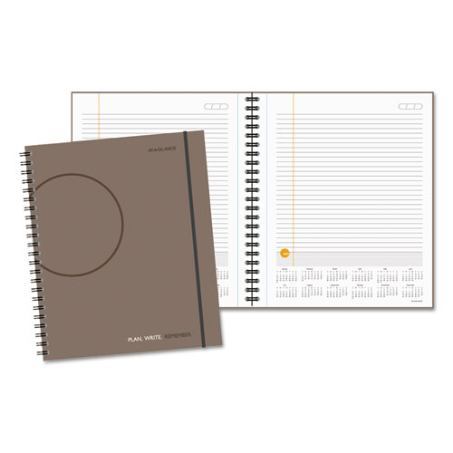 AT-A-GLANCE® Plan. Write. Remember. Notebook with Reference Calendar, 8 9/16 x 11, Gray