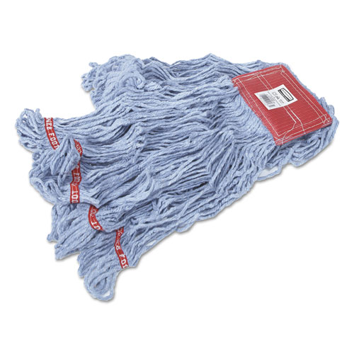 Web Foot Wet Mops, Cotton/synthetic, Blue, Large, 5-In. Red Headband, 6/carton